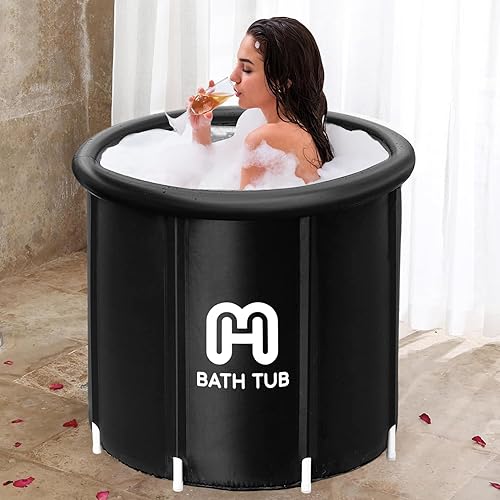 Miniatura 7 de Bañera plegable portátil para adultos, bañera de hidromasaje, bañera plegable independiente para el hogar, bañera de hidromasaje con cojín (31.5 x