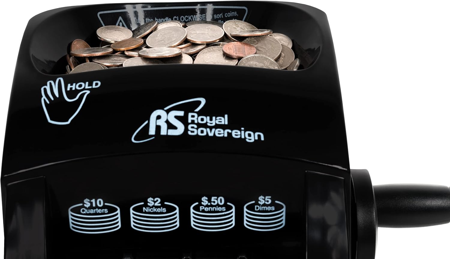 Royal Sovereign 1 Row ECO-Friendly Manual Hand Crank Coin Counter/Sorter (QS-2N), Single,Black : Everything Else