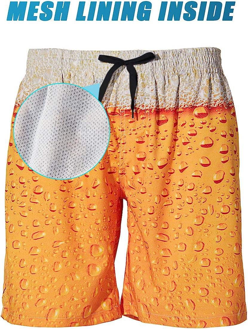 TUONROAD Badehose für Herren Lustig Bier 3D Bunt Badeshorts Schnelltrocknend Kurze Hose Badehosen Männer Jungen mit Mesh Futter S-3XL
