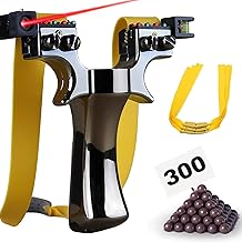 PZCC Professionnel Super Clip Slingshot avec Bande élastique, équipement de Sport en lot avec Caoutchouc de Rechange et Billes d'argile.(Résine Noire argentée-B)