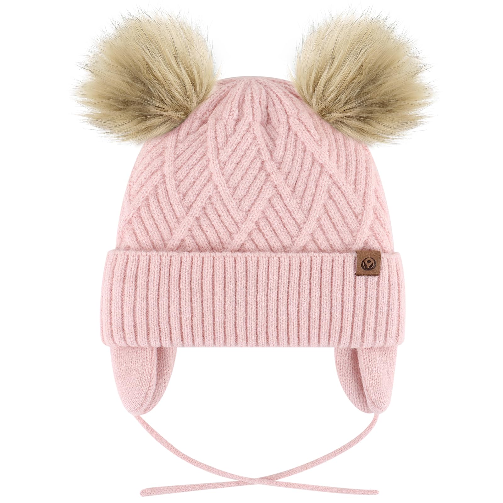 Toddler Winter Hat, Earflap Fleece Lined Pom Pom Beanie Kids 1-12T