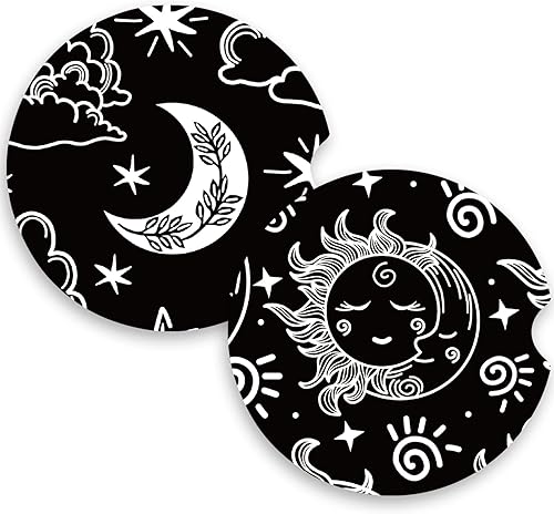 Posavasos de automóvil absorbentes para automóvil, paquete de 2, posavasos de cerámica de 2.56 pulgadas con muesca para el dedo para una fácil