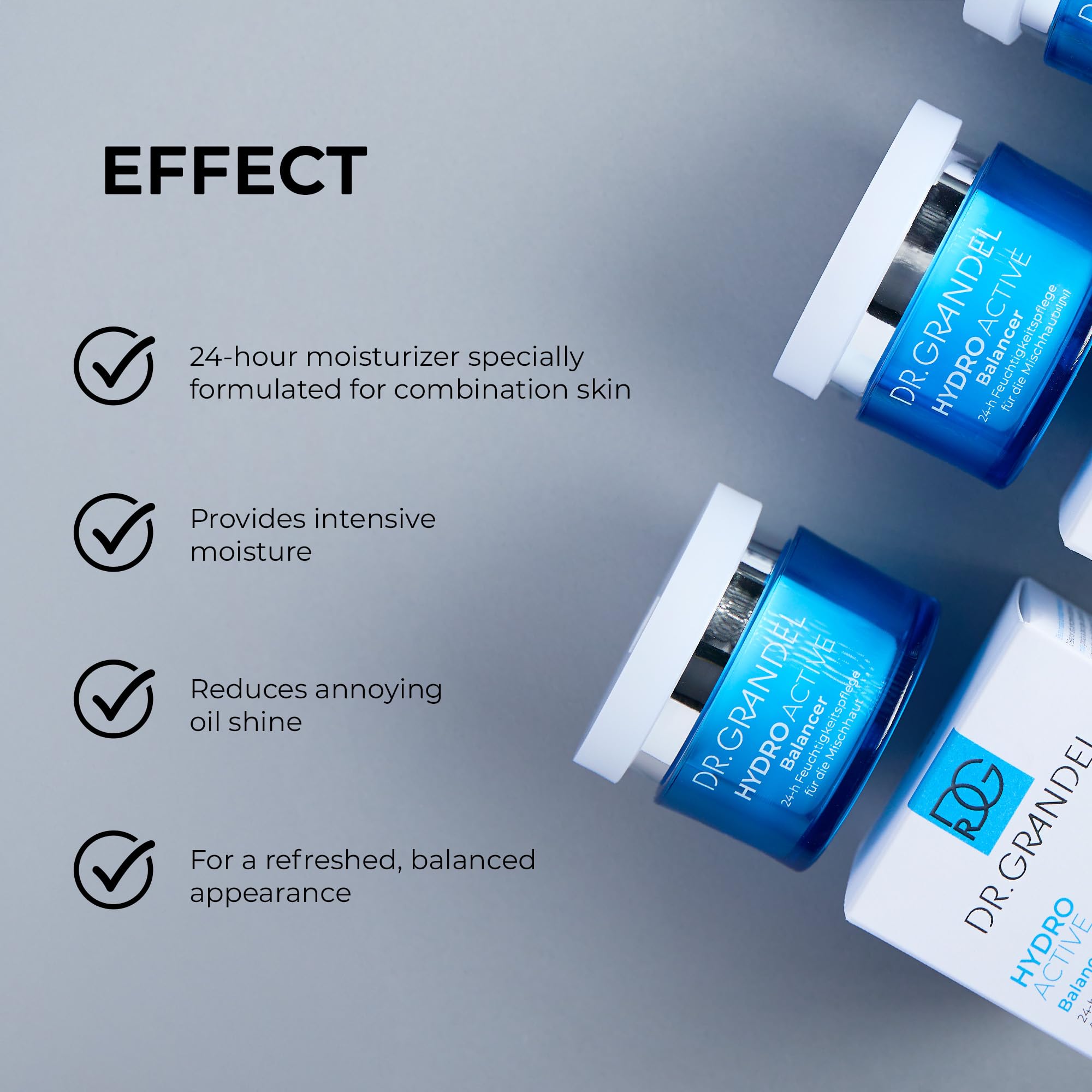 DR. GRANDEL HYDRO ACTIVE Balancer 24h crema facial 50 ml | Crema hidratante para pieles mixtas, mate, reduce el brillo del aceite en la zona T, equilibra y ligera