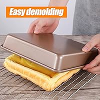 Vista 7 de UOIENRT Paquete de 2 bandejas para hornear de 9 x 7 pulgadas, bandeja antiadherente para hornear, bandeja rectangular para galletas, brownie, molde