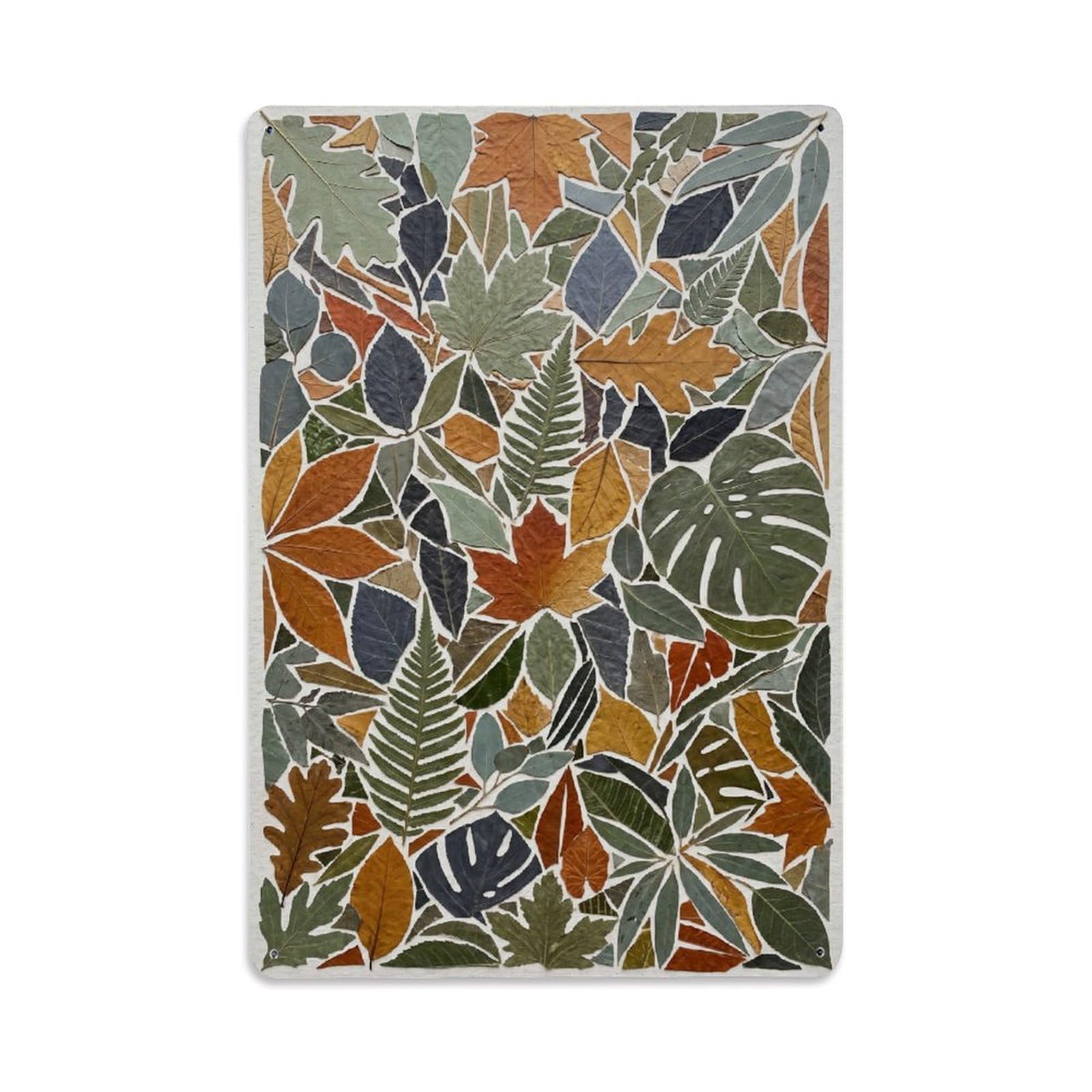 Bohemian Abstract Green Leaf Mosaic Metal Tin Sign Plaque Wall Decor for Cafe, Club Bar, Office, Home Garden Metal Poster 8x12Inch