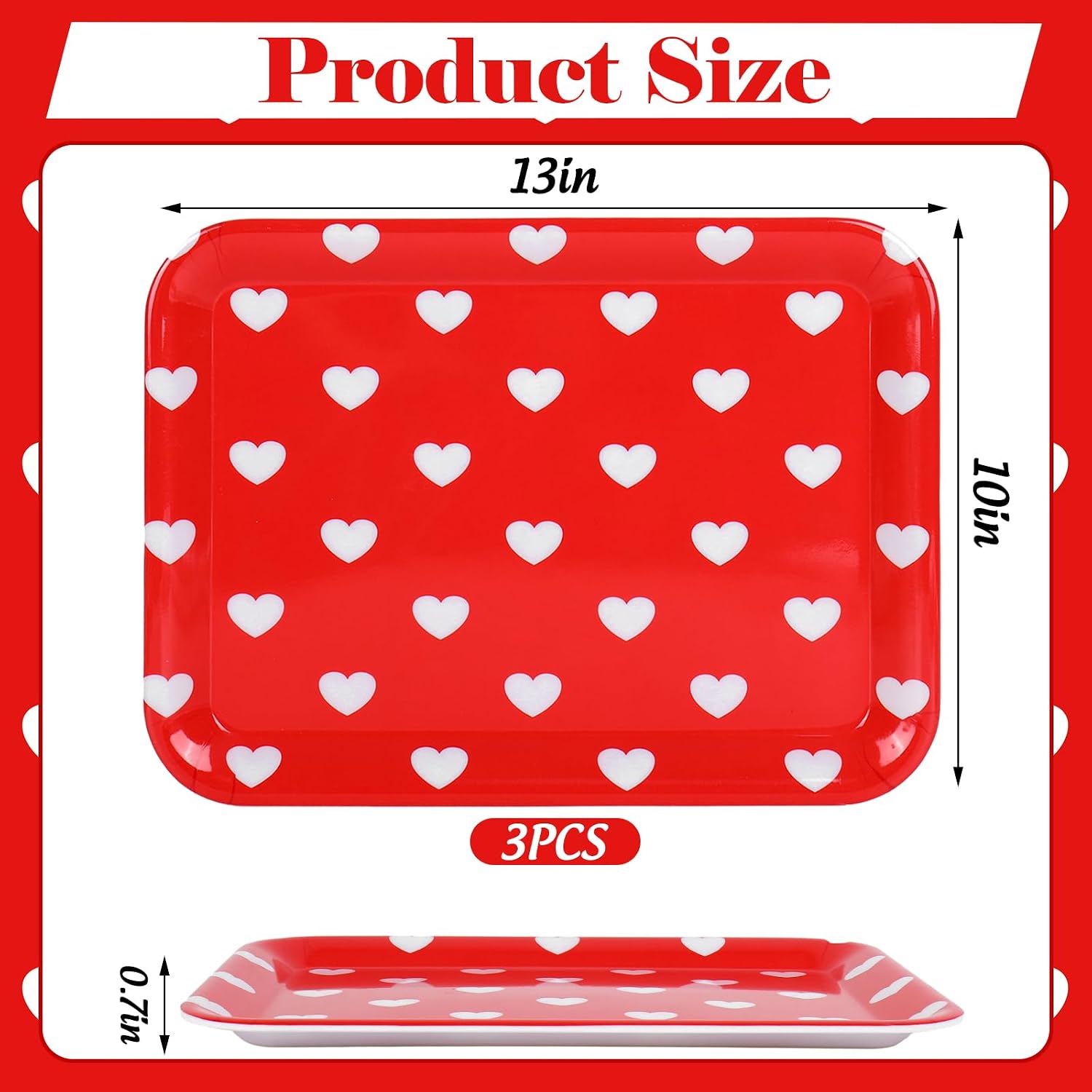 Whaline 3 Pcs Valentine's Day Heart Serving Tray Melamine Board Red White Plaid Heart Serving Platter for Wedding Anniversary Party Home Food Supplies