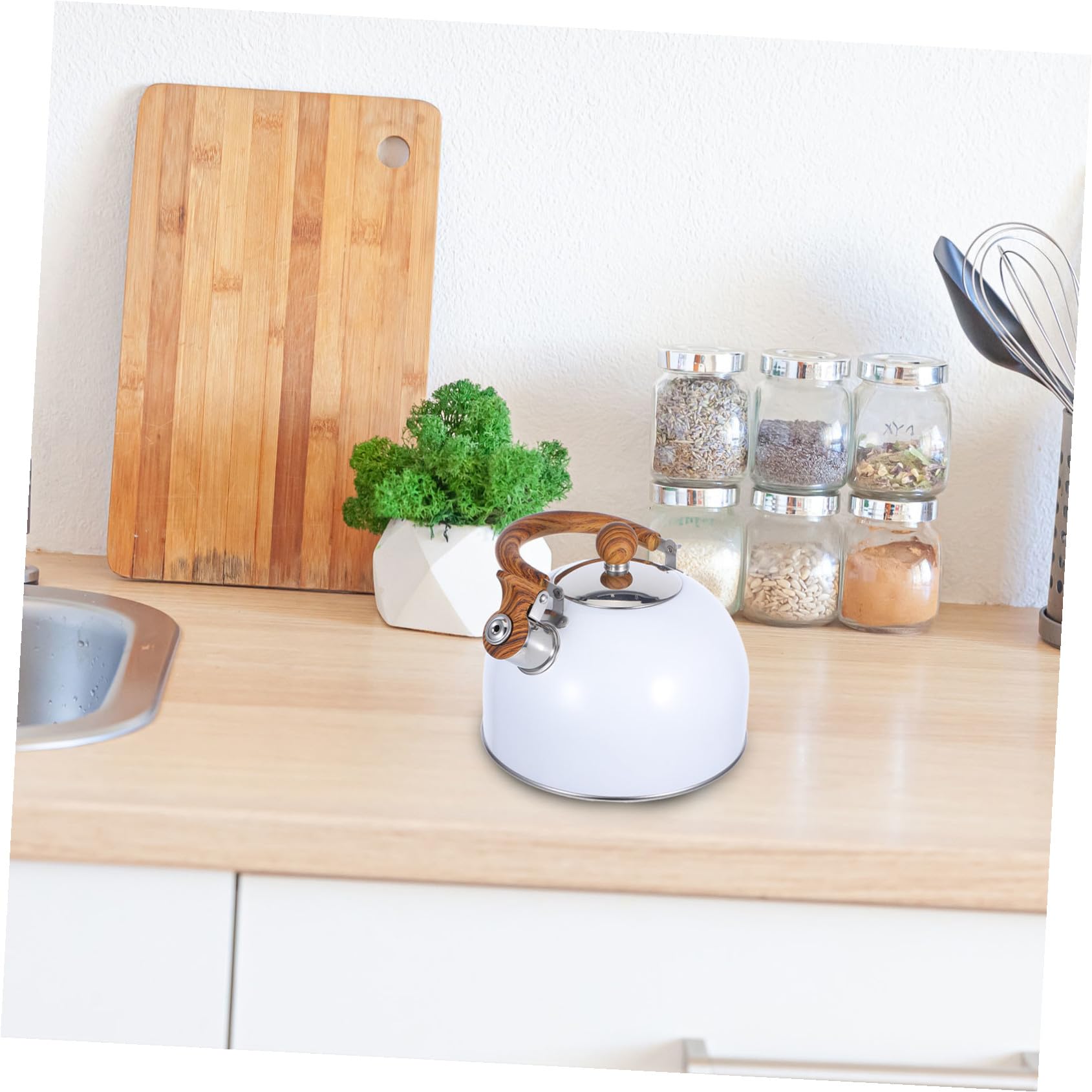 Bollitore a Fischio Bianco 2, 5l in Acciaio Inox per Cucina