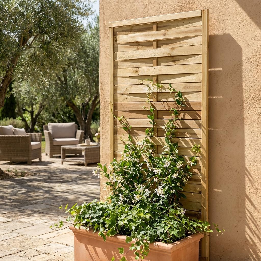 Suinga Panel Decorativo de Madera Recto 90 x 180 cm | Celosia para Jardin, Terraza y Ocultacion Exterior | Paneles Decorativos de Diseño