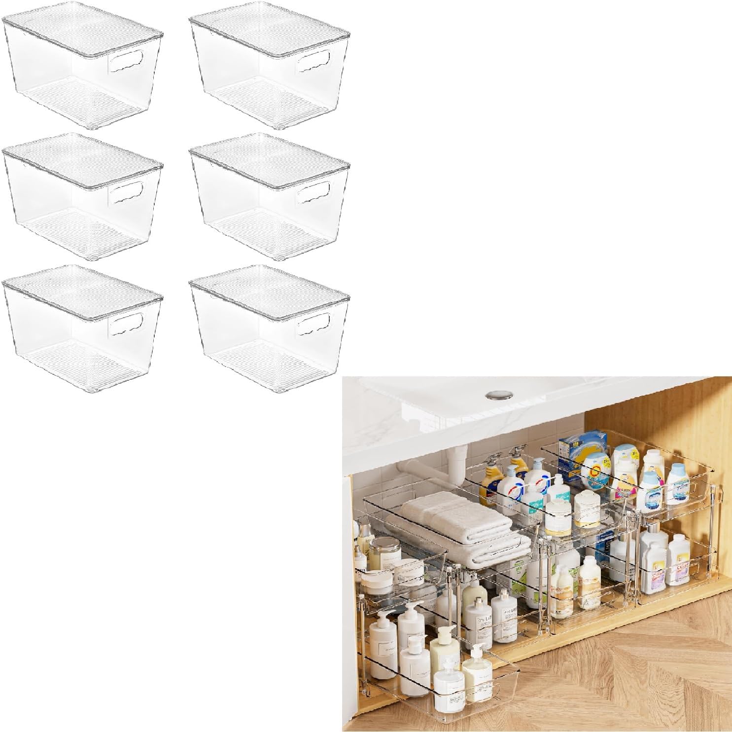 Vtopmart 6 Pack Bins and 4 Pack Under Sink Organizer