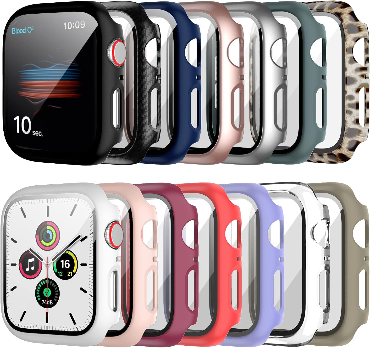 14 Pack Apple Watch Case with Tempered Glass Screen Protector for Apple Watch SE 40mm Series 6/5/4,Anotch Full Coverage Hard PC Protective Cover HD Ultra-Thin Guard Bumper for iWatch 40mm Accessories