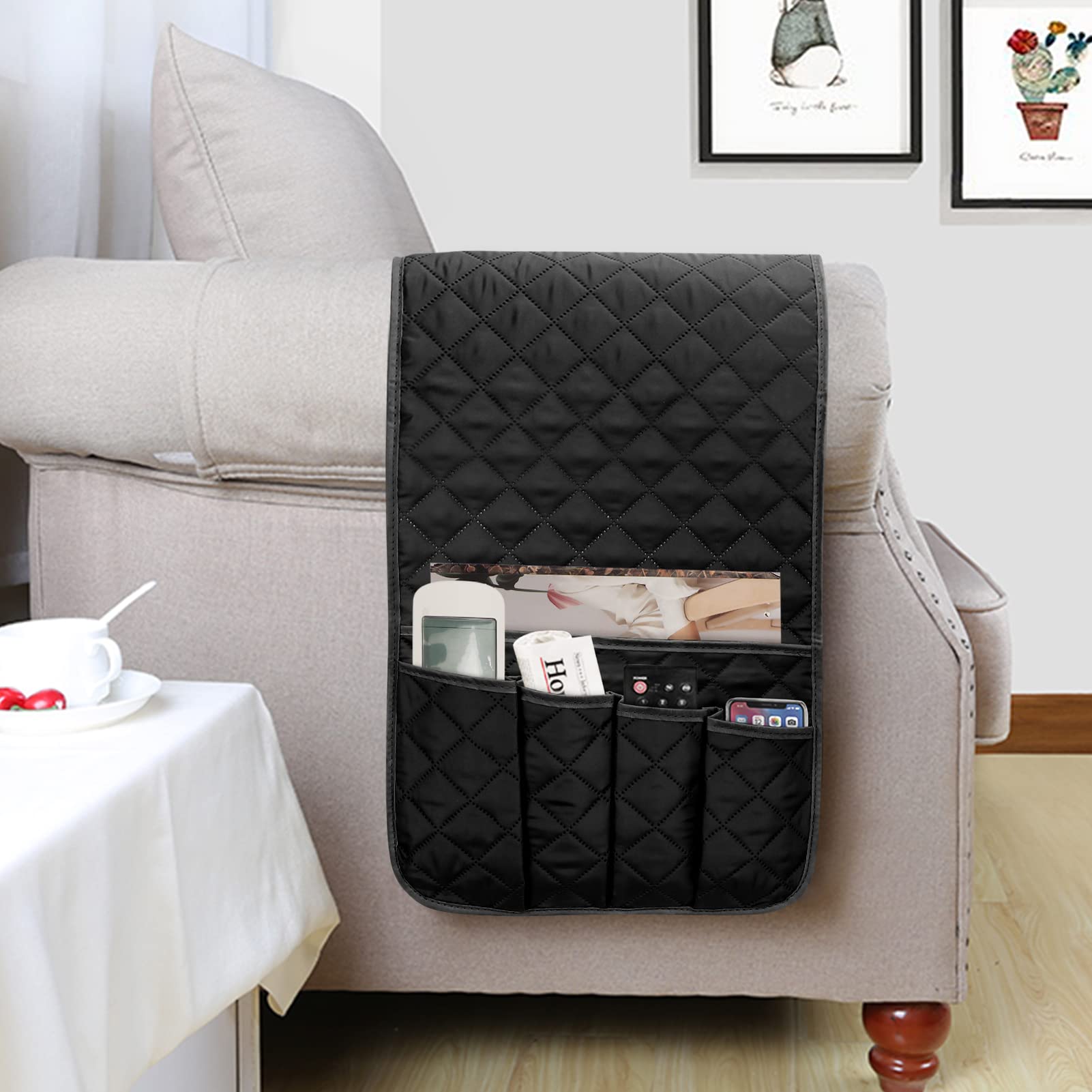 Reposabrazos De Sofá WEIHJMXG Con 5 Bolsillos Organizador Soporte Para Silla Color Gris