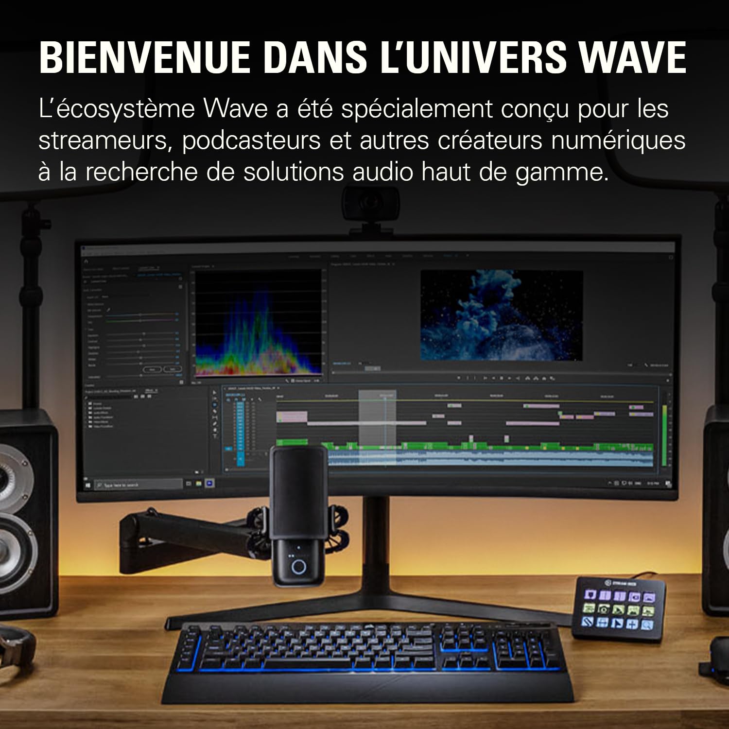 Elgato Wave Mic Arm LP - Perche de micro haut de gamme compacte avec passe-câbles, pince pour bureau, fixation polyvalente, entièrement réglable, idéale pour podcasts, streaming, jeux, télétravail