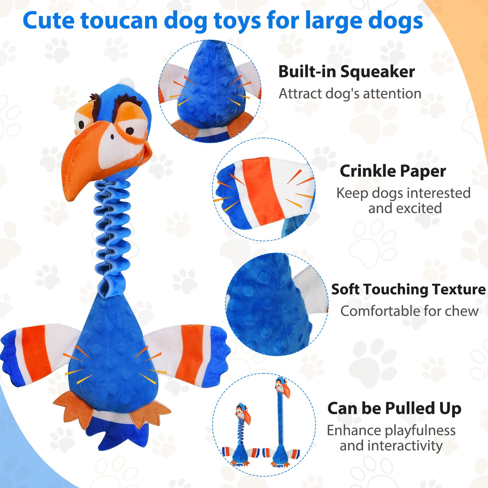 Juguetes interactivos para perros grandes, juguete de peluche con papel arrugado, juguete chirriante para cachorros y perros, varios tamaños