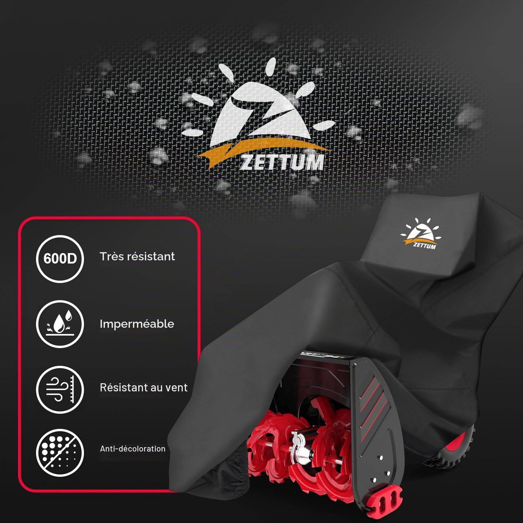 Zettum Housse de souffleuse à neige – Housse de souffleuse à neige 600D imperméable et résistante pour l'extérieur, ajustement universel pour EGO, Honda, Ryobi, Cub Cadet, Ariens, Troy Bilt, Snow Joe