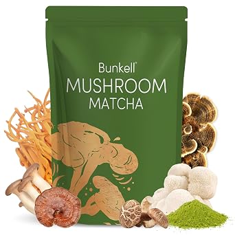 Mushroom Matcha, Adaptogenic 6 Mushrooms Mix w/Japanese Matcha, Ceremonial Powder Blend with Lions Mane, Reishi, Cordyceps & Shiitake for Energy, Focus & Immune Support, 30 Servings 1 Pack