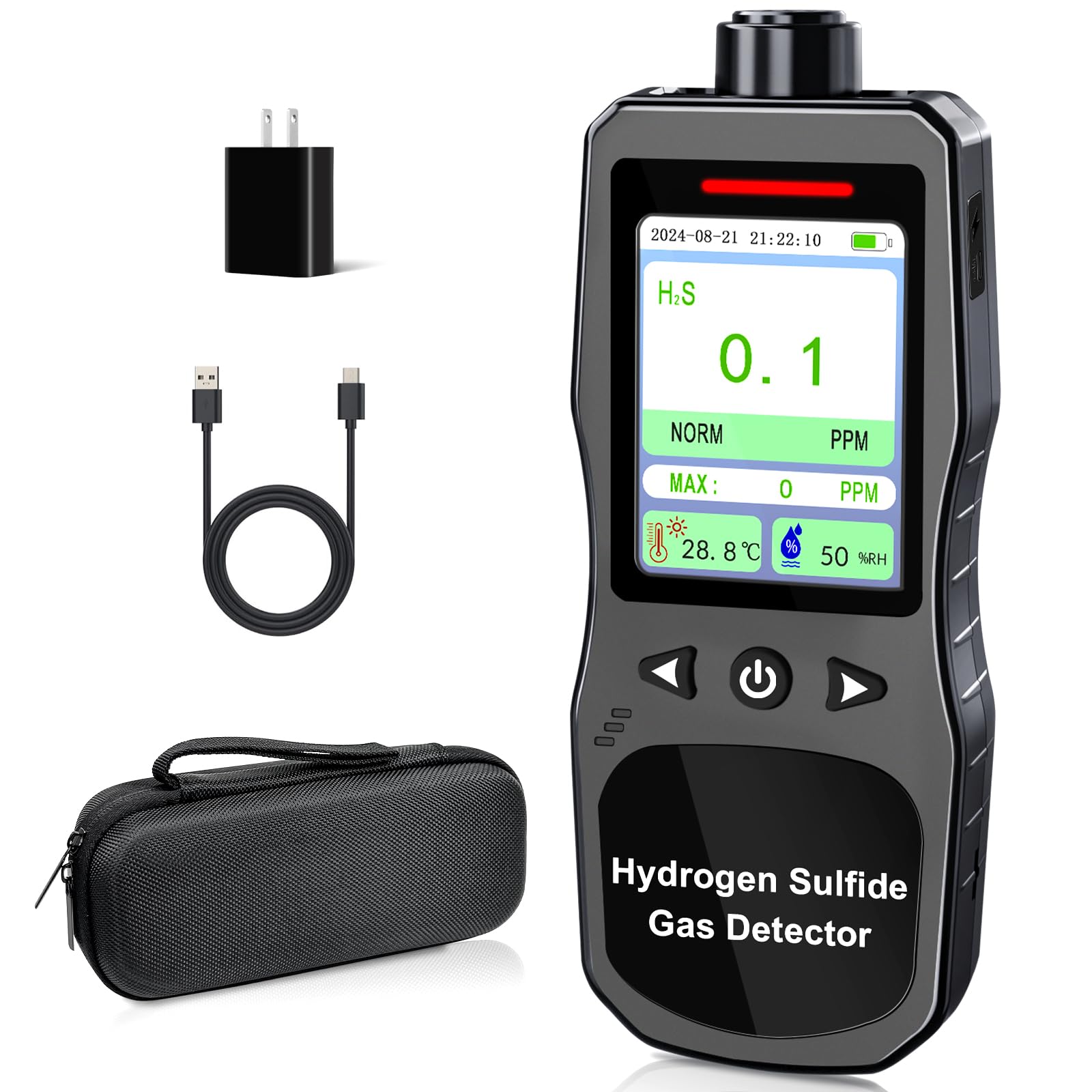 KKmeter H2S Monitor Rechargeable Single Gas Hydrogen Sulfide Detector With Sound, Light - View #2