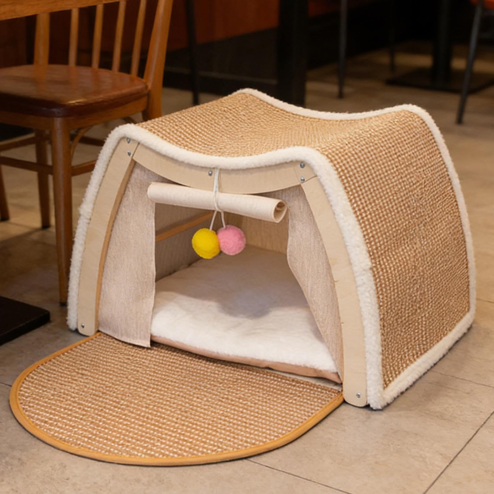 Tenda Cuccia Gatti Casa per con Tiragraffi in Sisal per Riposo e | Rifugio Invernale Caldo per Gatti Adatta a Casa Interna, Camera da , Stanza Animali, e Pavimento Invernale