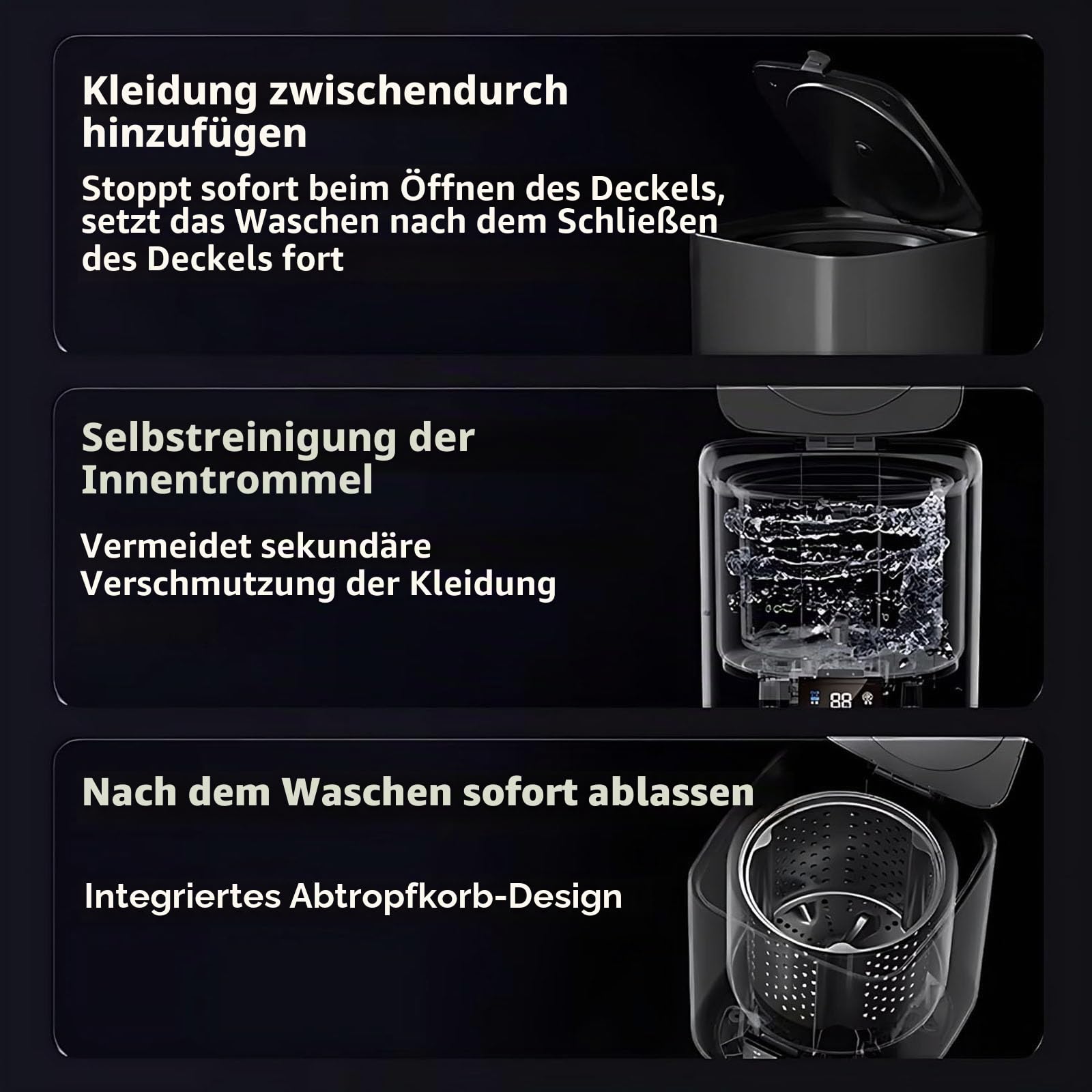 Tragbare Mini-Waschmaschine mit 4 Reinigungsmodi für Babykleidung, Unterwäsche, Camping, Wohnmobil