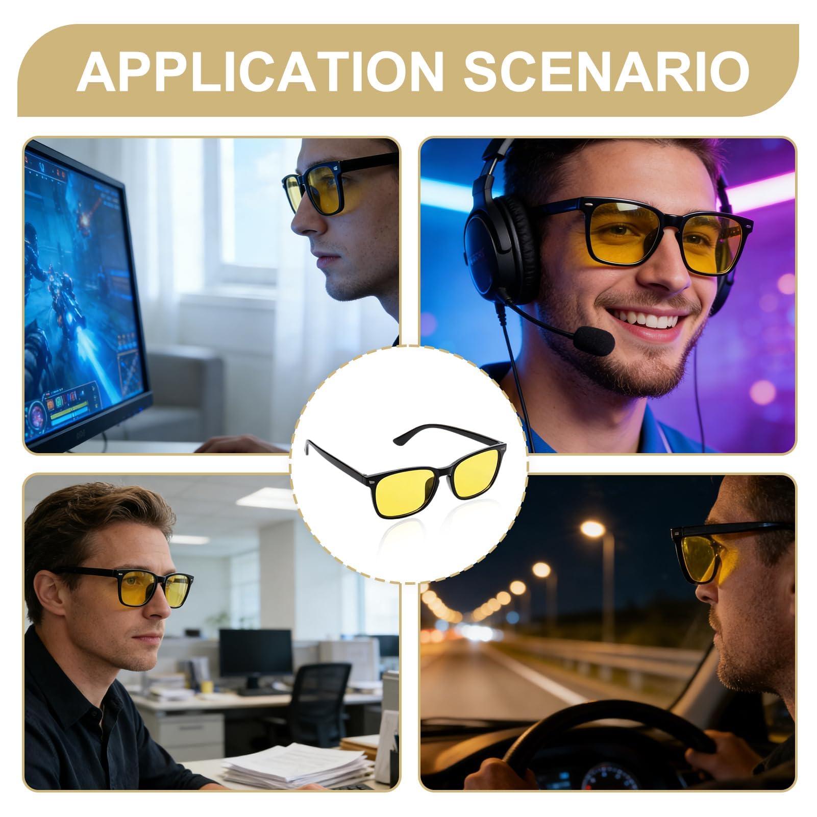 Nachtsichtbrille Autofahren, Polarisierte Nachtbrille für Herren und Damen, UV400 Schutz für Autofahrer und Brillenträger, Ideal zum Fahren, Angeln und Outdoorsport