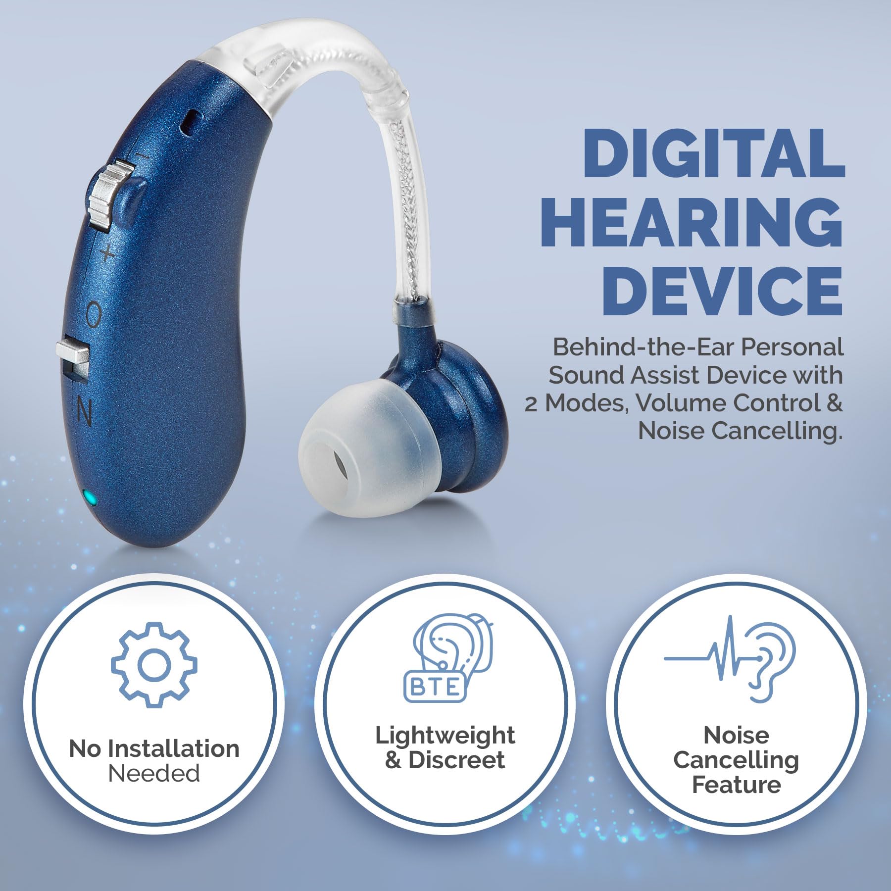 Digital Pair-Rechargeable-Operated BTE Personal Assist Device with 2 Modes, Volume Control and Noise Cancelling - Image 2