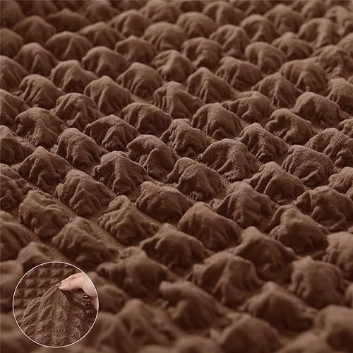 Miniatura 10 de VIENLOVE Funda otomana rectangular con diseño de celosía de burbujas 3D, fundas protectoras de poliéster con falda elástica para taburete para sala