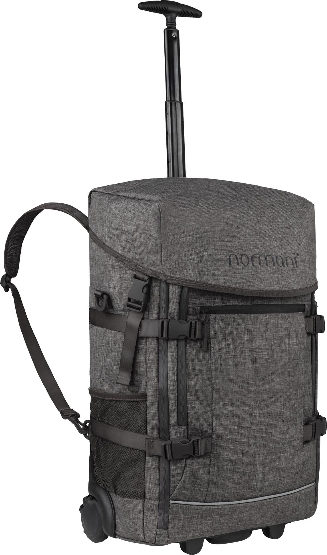normani Backpacker Reisetaschen-Rucksack Reiserucksack mit Trolleyfunktion mit Frontloader und Handgepäck-maßen 50x37x20 cm - Cabin Bag 37 L Volumen auf 3 Fächer Farbe Grau Größe 50 x 37 x 20 cm
