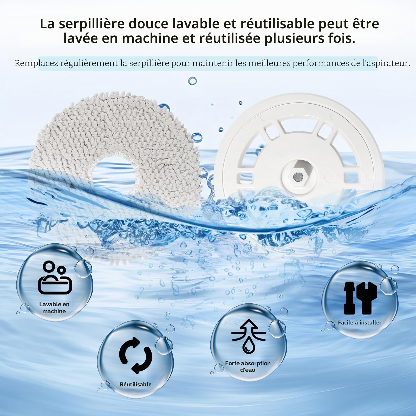 Lingettes avec support accessoires pour Ecovacs Deebot T30C Omni,T50 Pro Omni,N30 Pro Omni,T30 Pro Omni,T30S Combo,T50 Pro Omni Gen2,T50 Max Pro Omni Gen2,T30e Omni aspirateur