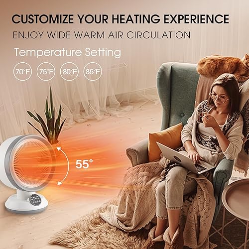 Miniatura 3 de Combo de ventilador de calentador 2 en 1, ventilador circulador de aire con control remoto, ventilador de escritorio de enfriamiento oscilante