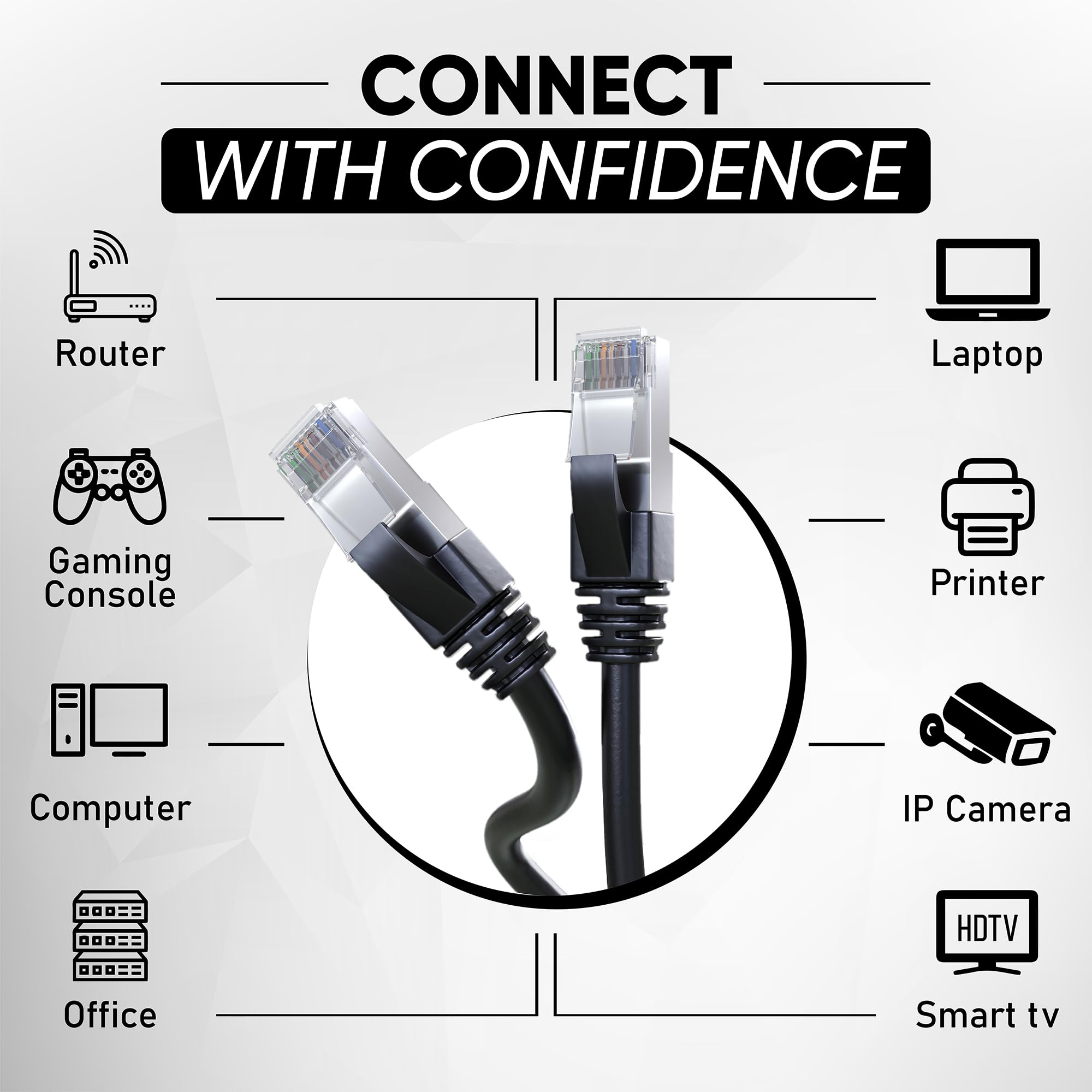 Mr. Tronic Câble Ethernet 15m, Reseau LAN Cat 7 Haut Debit Pour une Connexion Internet Rapide & Fiable | Câble Ethernet, Cat7 RJ45 SFTP (15 Mètres, Noir)