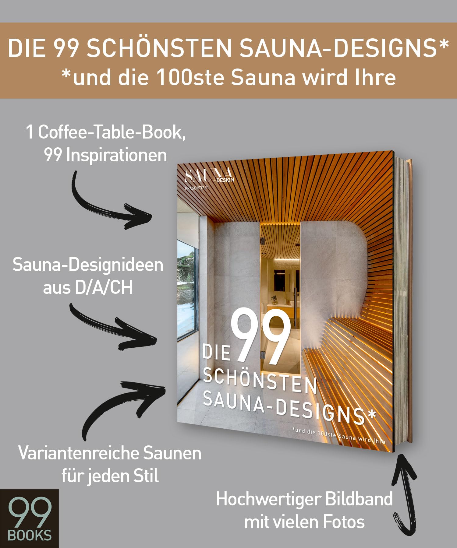 DIE 99 SCHÖNSTEN SAUNA-DESIGNS – ein Bildband mit traumhaften Saunen für Haus, Bad und Garten. Designideen & Inspirationen für Ihr Saunaprojekt