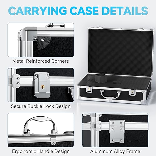 Miniatura 2 de Funda de transporte rígida de 14 pulgadas, construcción robusta de aleación de aluminio, espuma precortada personalizable, adecuada para