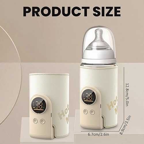 Miniatura 3 de Calentador de biberones portátil con control de temperatura de 6 niveles, calentador de biberones de calentamiento rápido, calentador de leche