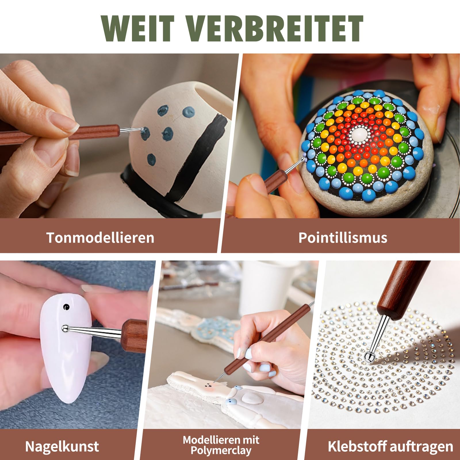 5 Stück Dotting Tool Set, Dot Painting Werkzeug Dotting Pen Nagelpunkt-Stift, Prägestift Nagellack Stifte für Nailart Nägel Punktierung Tools, Nagel Design, Nagel Art Stifte für Rock Malerei
