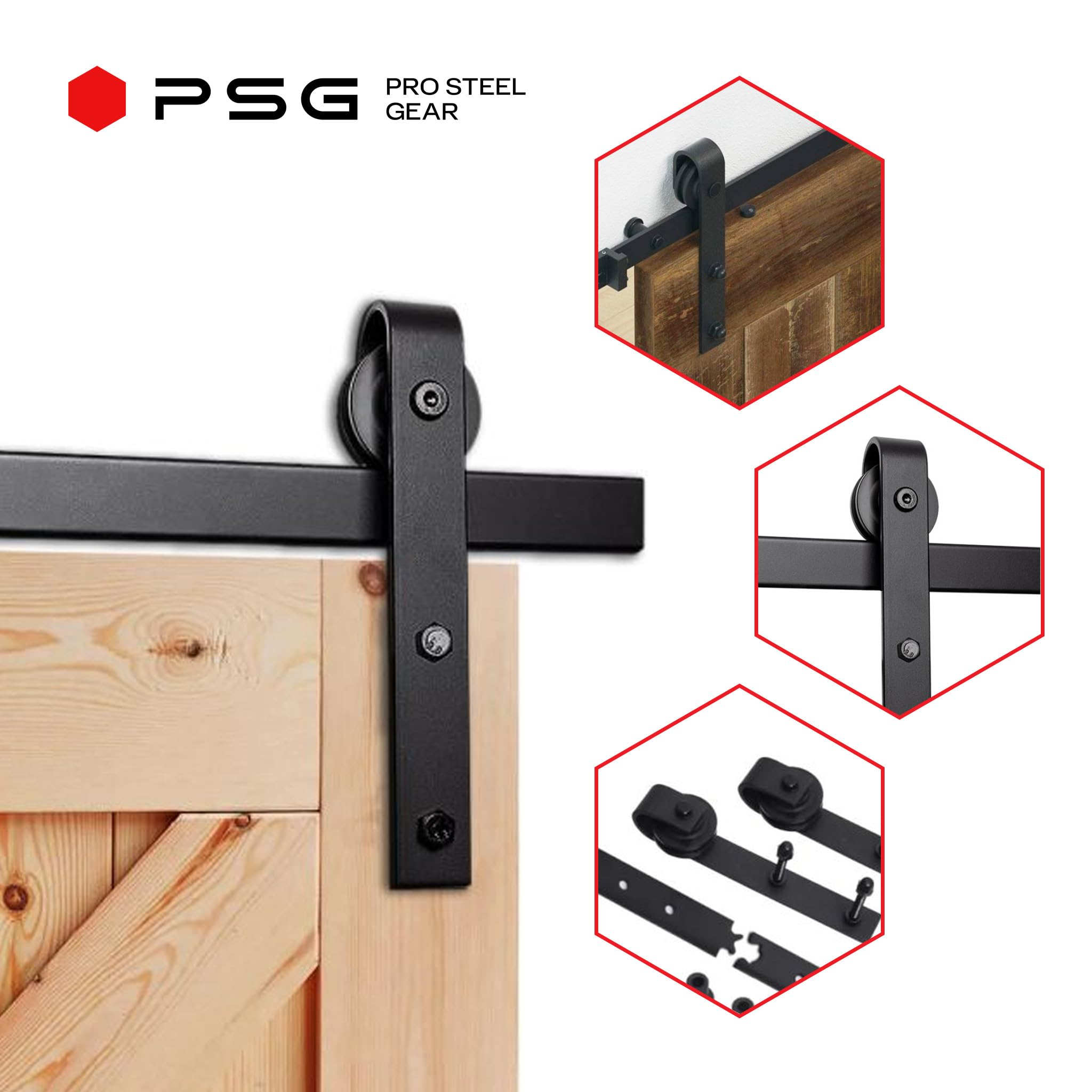 PSG System drzwi przesuwnych ATEST DO 250KG LOFT SZYNA 2m 200cm ZESTAW RETRO