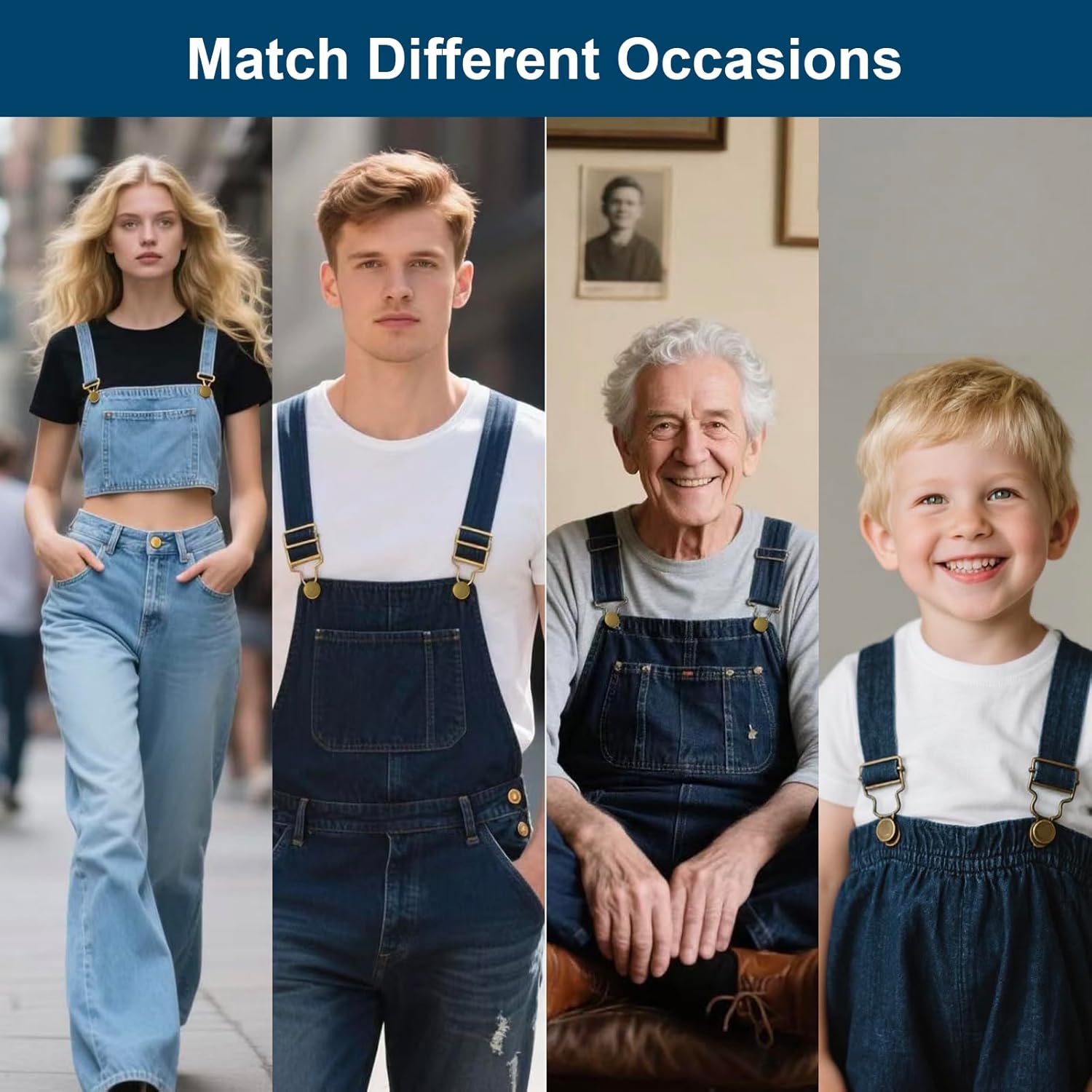 6 Sets Durable Metal Overall Buckles Replacement, Overall Clasp Replacement - Image 6