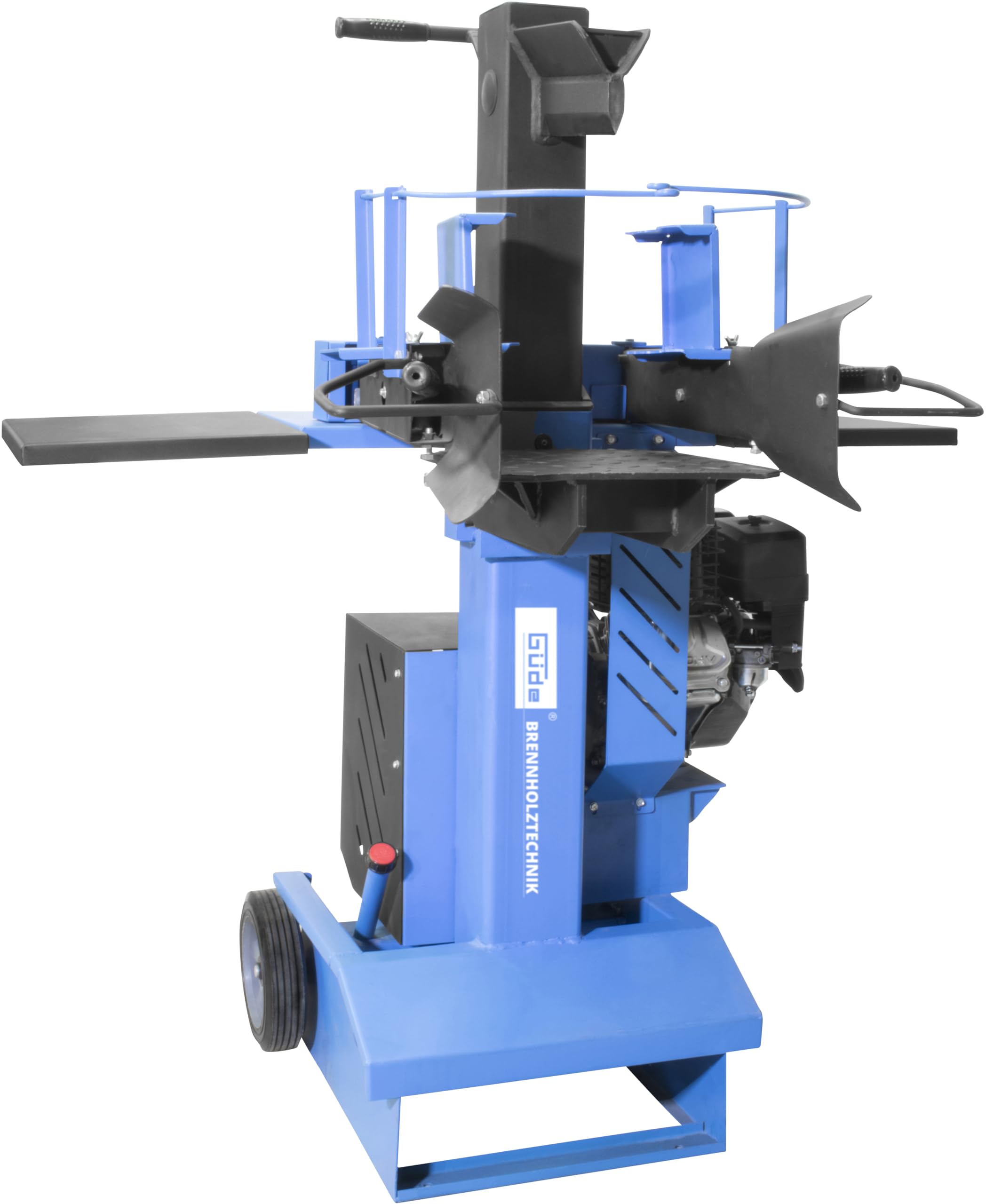 Güde Benzin-Holzspalter GHS 500/8TB (Spaltdruck 8 t, Benzinmotor 4,1 kW / 5,5 PS, Euro-V geprüft, 196 cm³, Öldruck 270 bar, Spaltgutlänge 500 mm, Spaltgut-Ø 350 mm, 2-Hand-Sicherheitsbedienung)