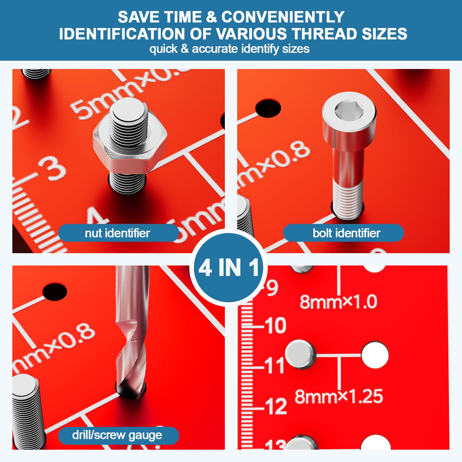 Gewindeprüfer 34 - Standard und metrisch - Muttern und Bolzen - Gewindelehre in Zoll und metrisch