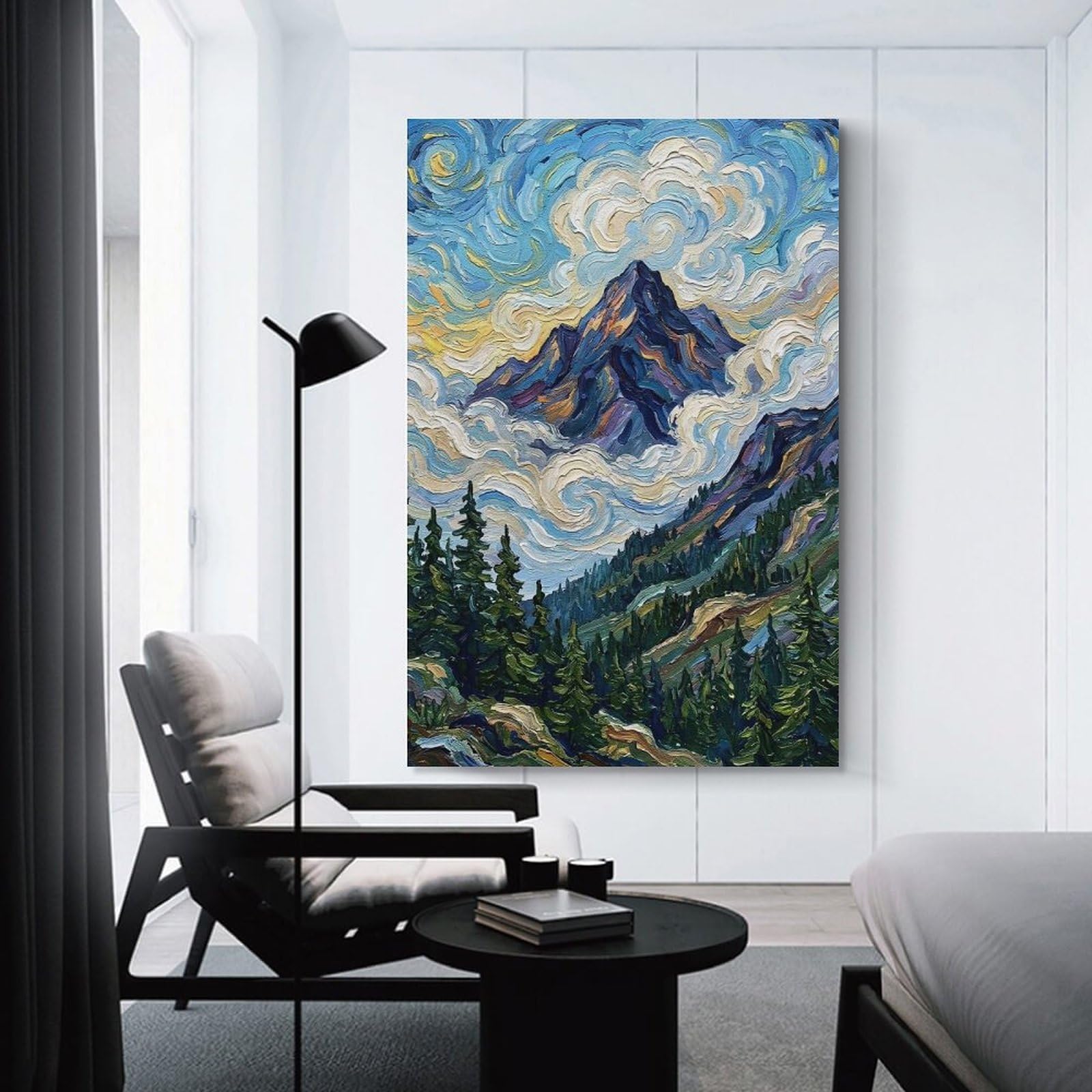 Junmoney Mountain Peak Impressionist Painting Hanging Wall Art 20x30inch(50x75cm), for Front Hall, Corridor Or Welcome Spaces, Wall Decor to Refresh Empty Corners