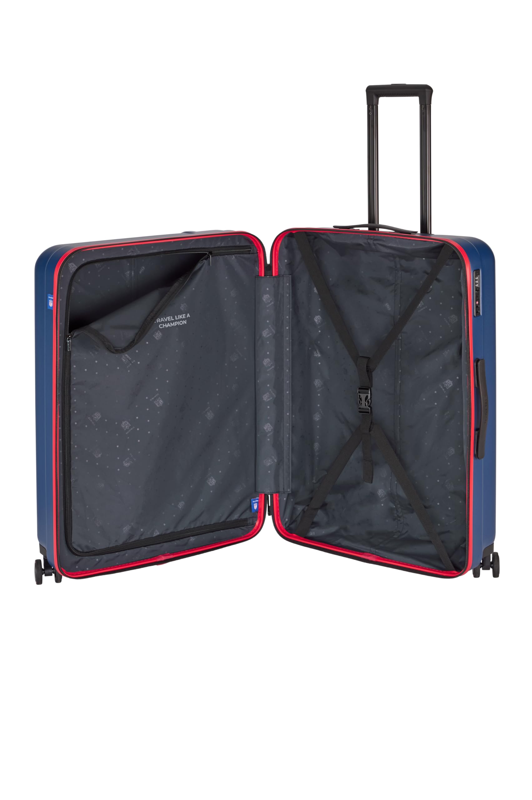Travelite NFL Walizka podróżna z twardą obudową, New England Patriots, rozmiar L, duża walizka podróżna z zamkiem TSA, wózek ABS z 4 podwójnymi kółkami, 51 x 76 x 30,5 cm, 4,4 kg, 103 l