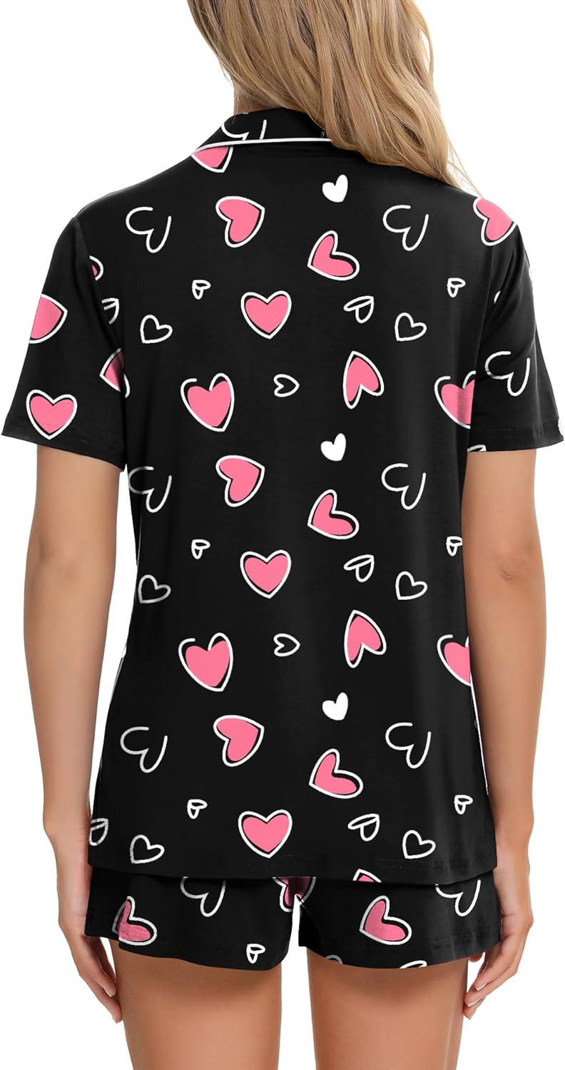 SWOMOG Womens Button Down Pajamas Set Short Sleeve Sleepwear Bride Soft Pj Lounge Sets XS-3XL - Image 2