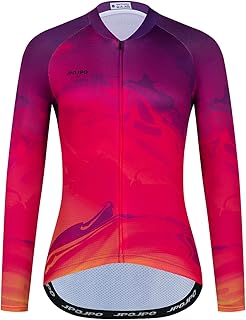Weimostar Women Cycling Jersey Long Sleeve Winter Thermal Fleece Bike Shirt Top Full Zip Bicycle Clothes Pockets Purple Pink Size L