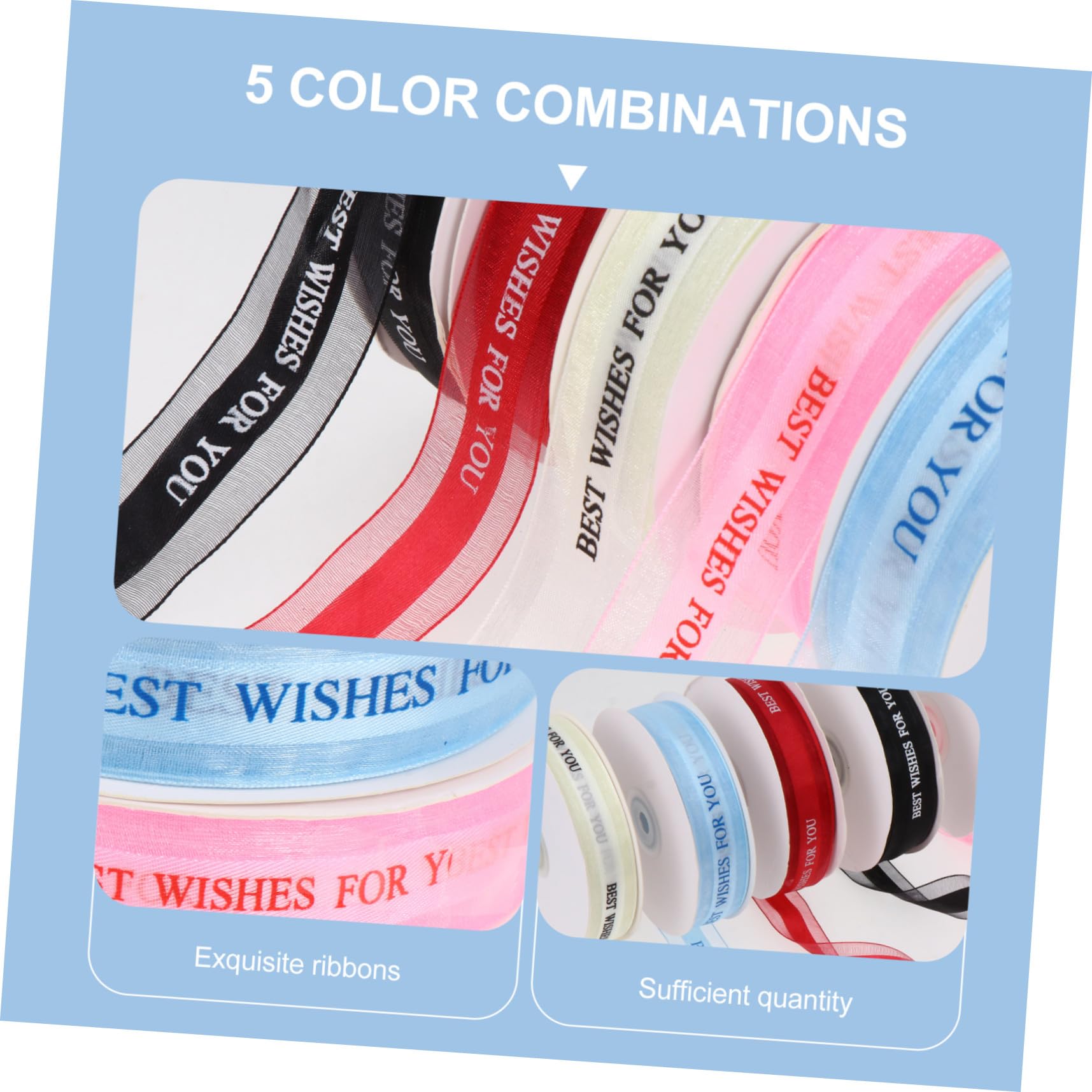Artibetter 5rouleaux Ruban Décoratif Satin pour Emballage Cadeau Ruban Créatif pour Fête et Mariage Imprimés