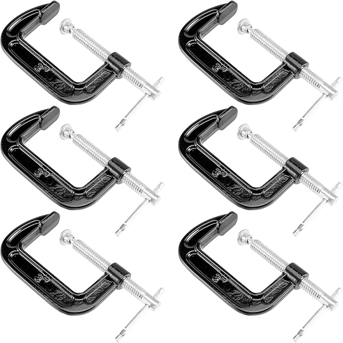 MUKCHAP 6 PCS 3 Inch Cclamp, Small C Clamps, Mini G Clamps for