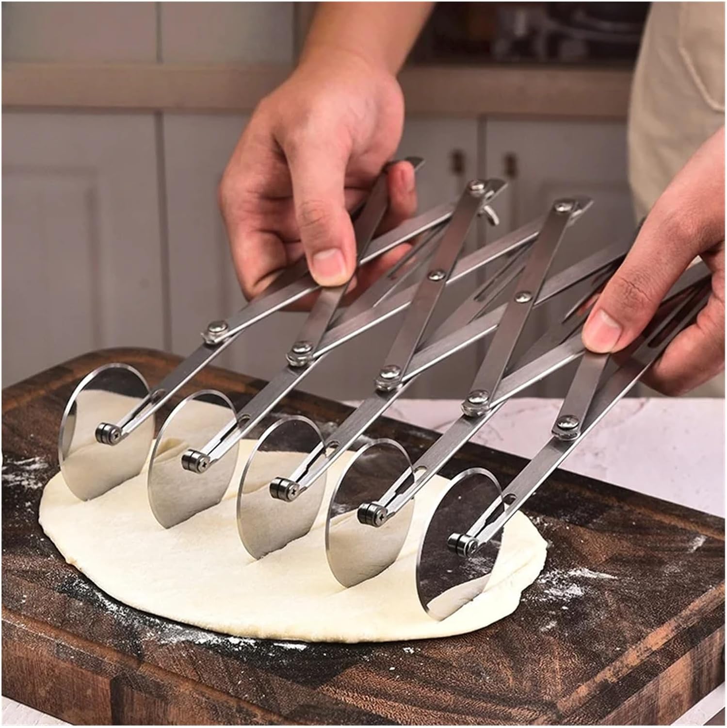3/5/7 Wheel Cutter Dough Divider Knife Flexible Roller Blade Pizza Pastry Peeler Stainless Steel Baking Pan Tool(5 rounds)