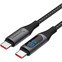 SABRENT USB C to USB C Charging Cable with Smart Display, 1M/3.3FT Long, E-Marker Chip, 100W Charging and 480Mbps Data Transfer Speeds, for Laptops, Smartphones, Tablets CB-C2C1