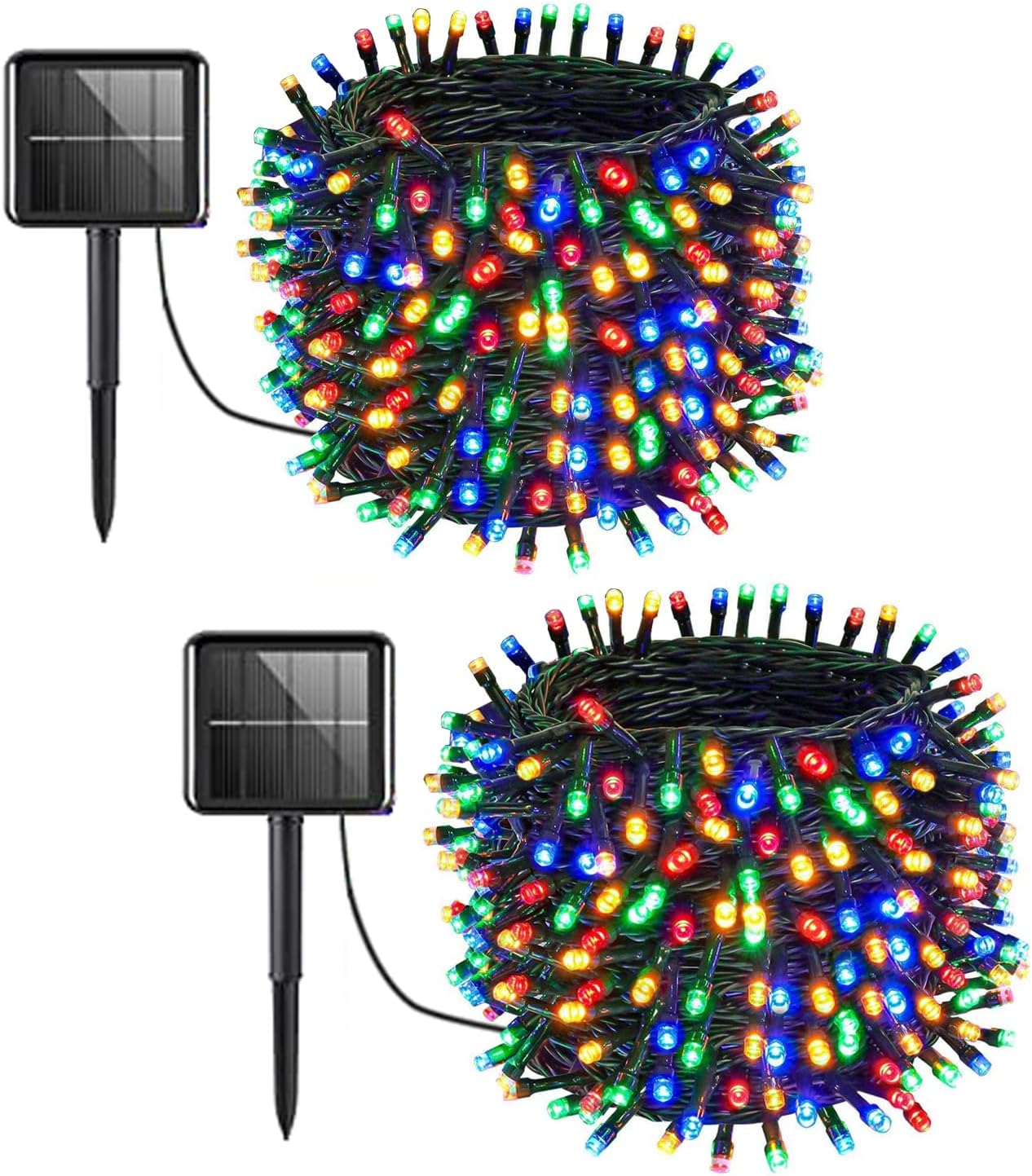 LSCHARM 2 Pack Solar Christmas Lights 72FT 200 LED 8 Modes MultiColor