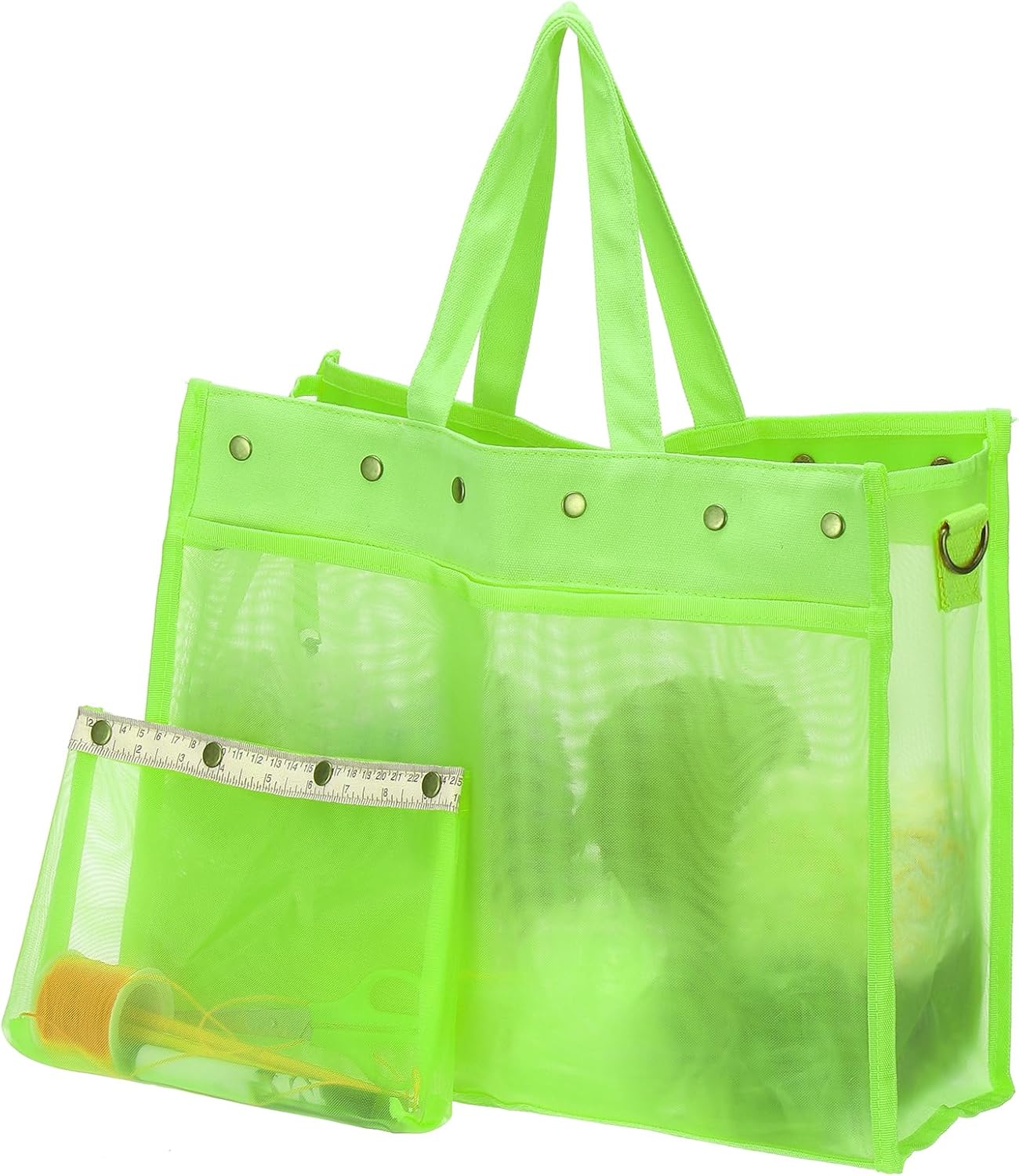 PATIKIL Crochet Bag for Yarn Storage, Large Size Knitting Organizer Detachable Mesh Yarn Case Holder with Strap for Crocheting Supplies Needles Hooks, Green