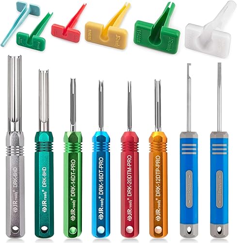 JRready ST5257-PRO Kit de herramientas de conector Deutsch para 4#8#16#12#20# contactos sólidosestampados 6-22 AWG, con herramienta de extracción de