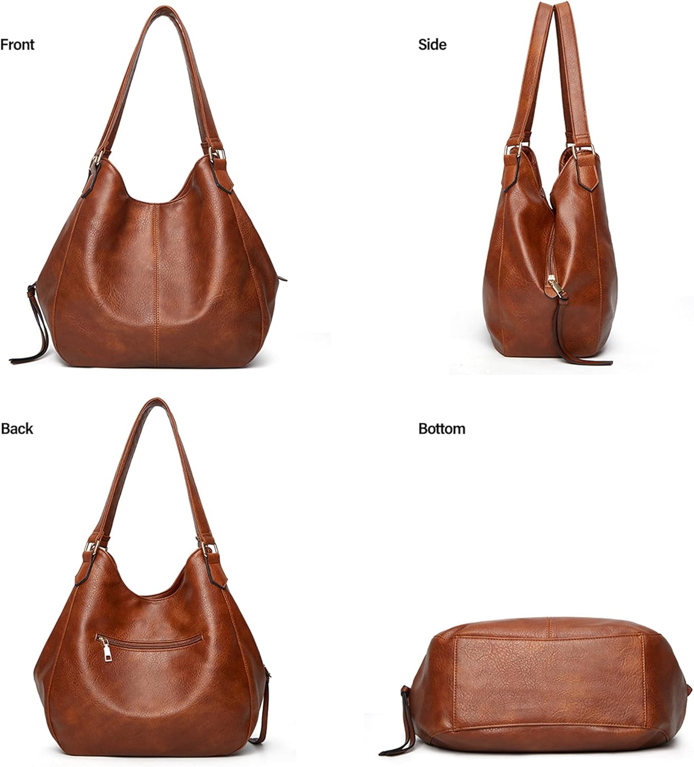 DOURR Women's Multi-pocket Shoulder Bag Fashion Vegan Leather Handbag Tote Purse - Image 6