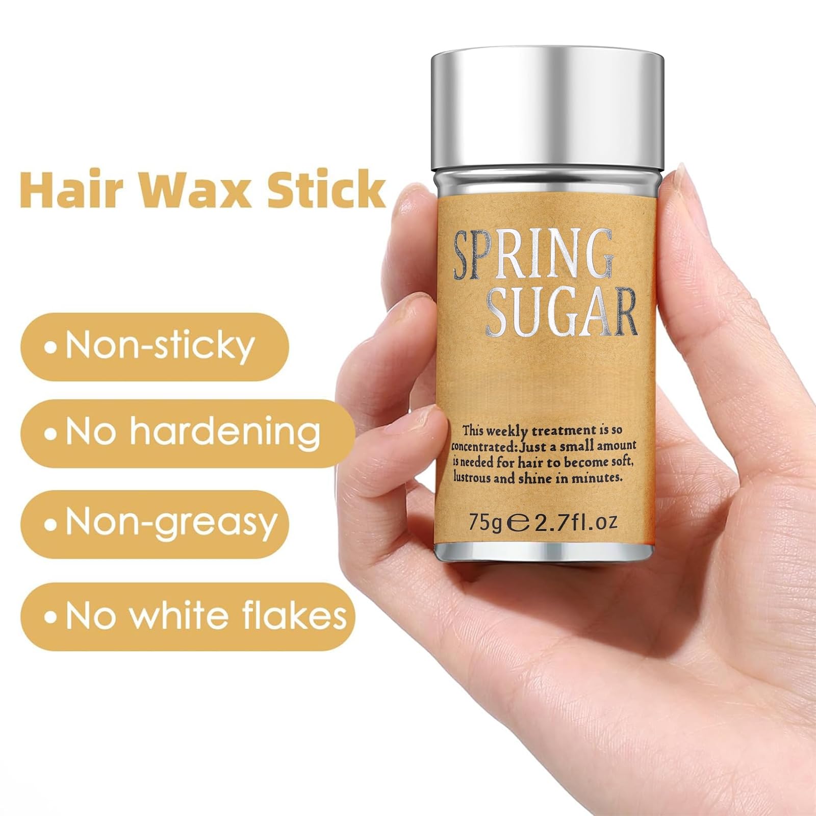 Slick Back Bâton de cire pour cheveux et brosse en poils de sanglier – Contrôle des bords et dompteur Flyaway pour tous les types de cheveux, styles élégants, queues de cheval, chignons et cheveux de